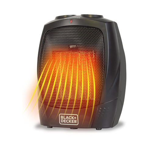 Black+Decker BHDC201 front view shows a compact desk heater for desk warmth.