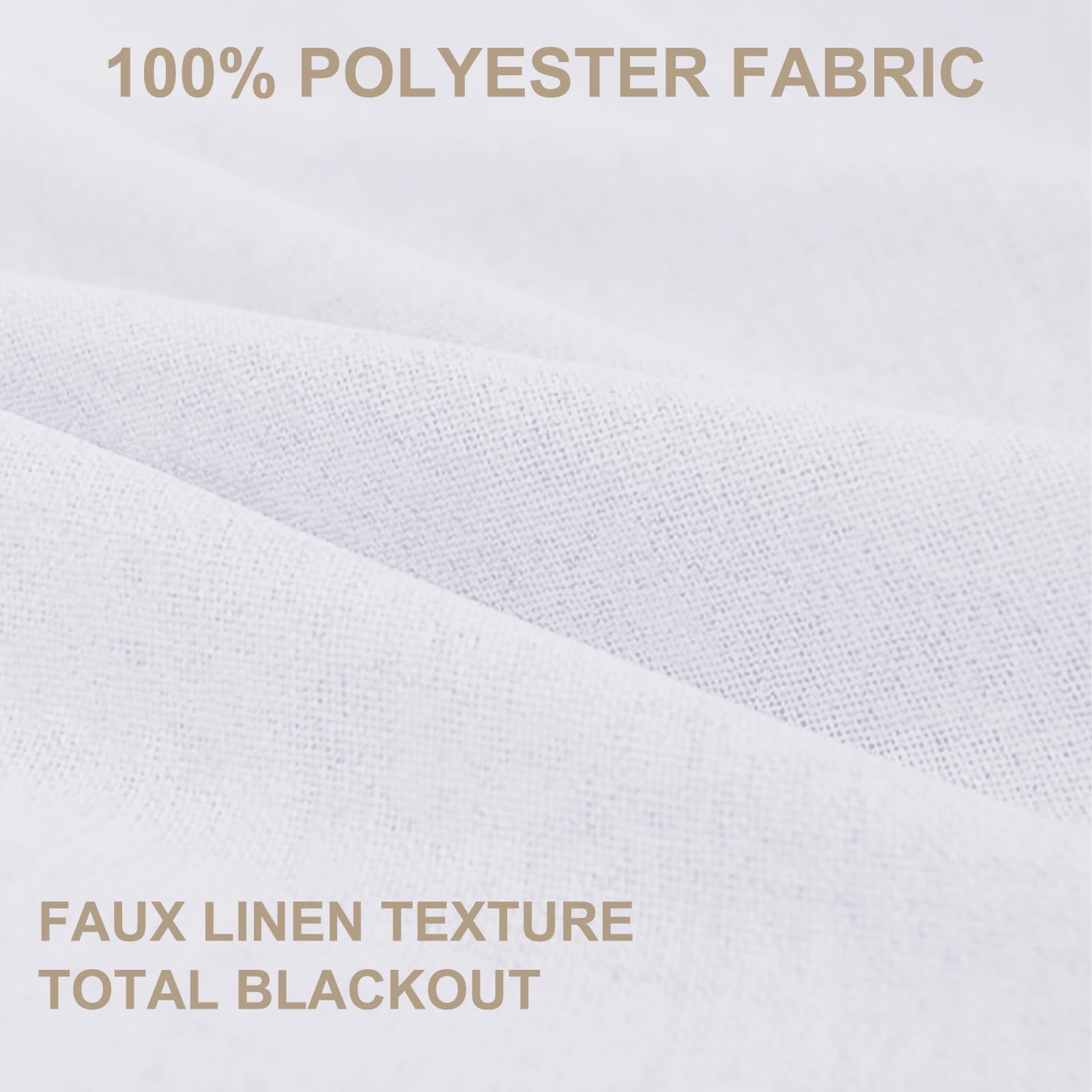 Curtains spanning full width for large windows with 100% light reduction.