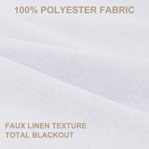 Curtains spanning full width for large windows with 100% light reduction.