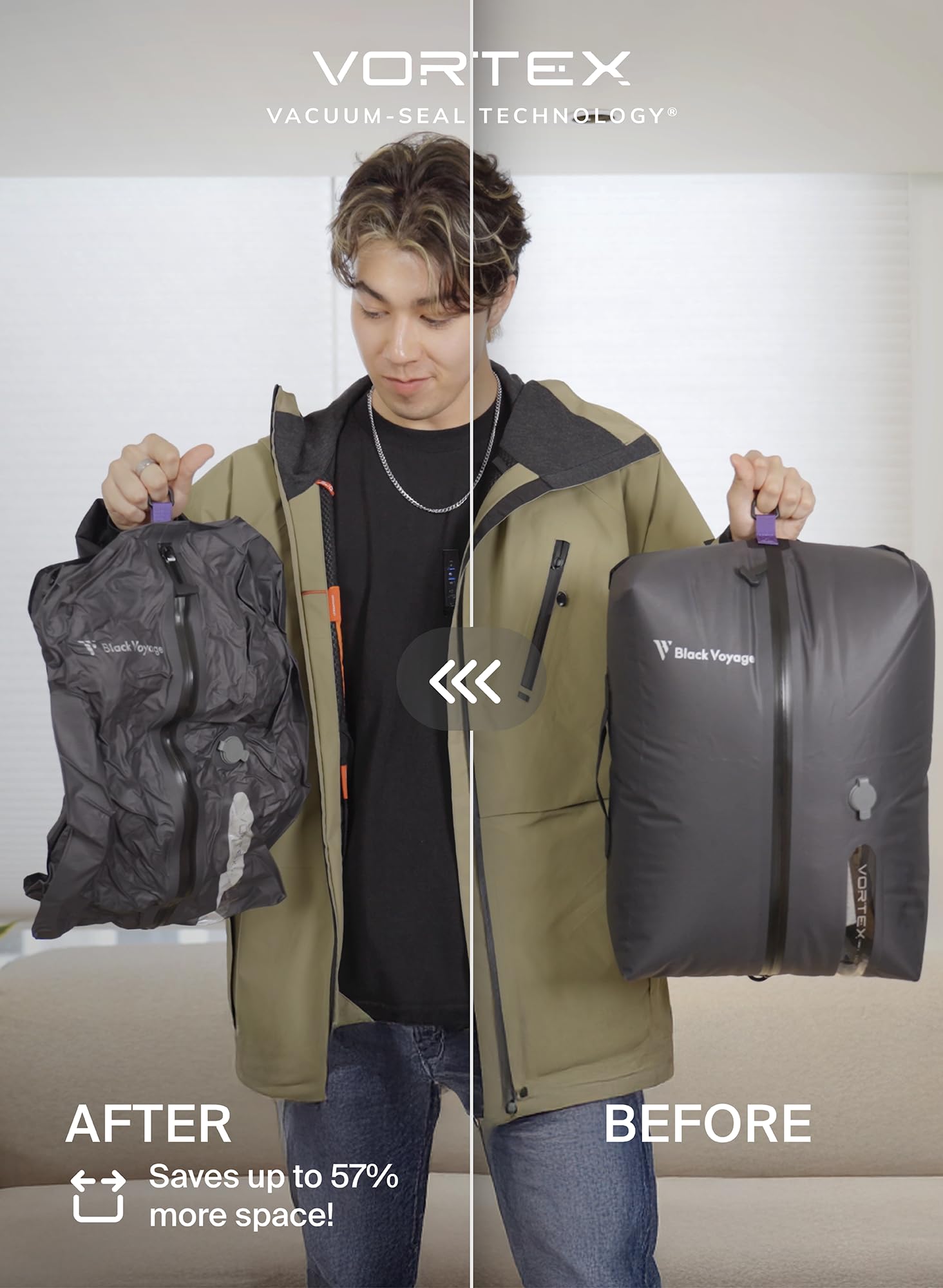 BlackVoyage dark gray privacy bags protect clothing visibility during TSA checks