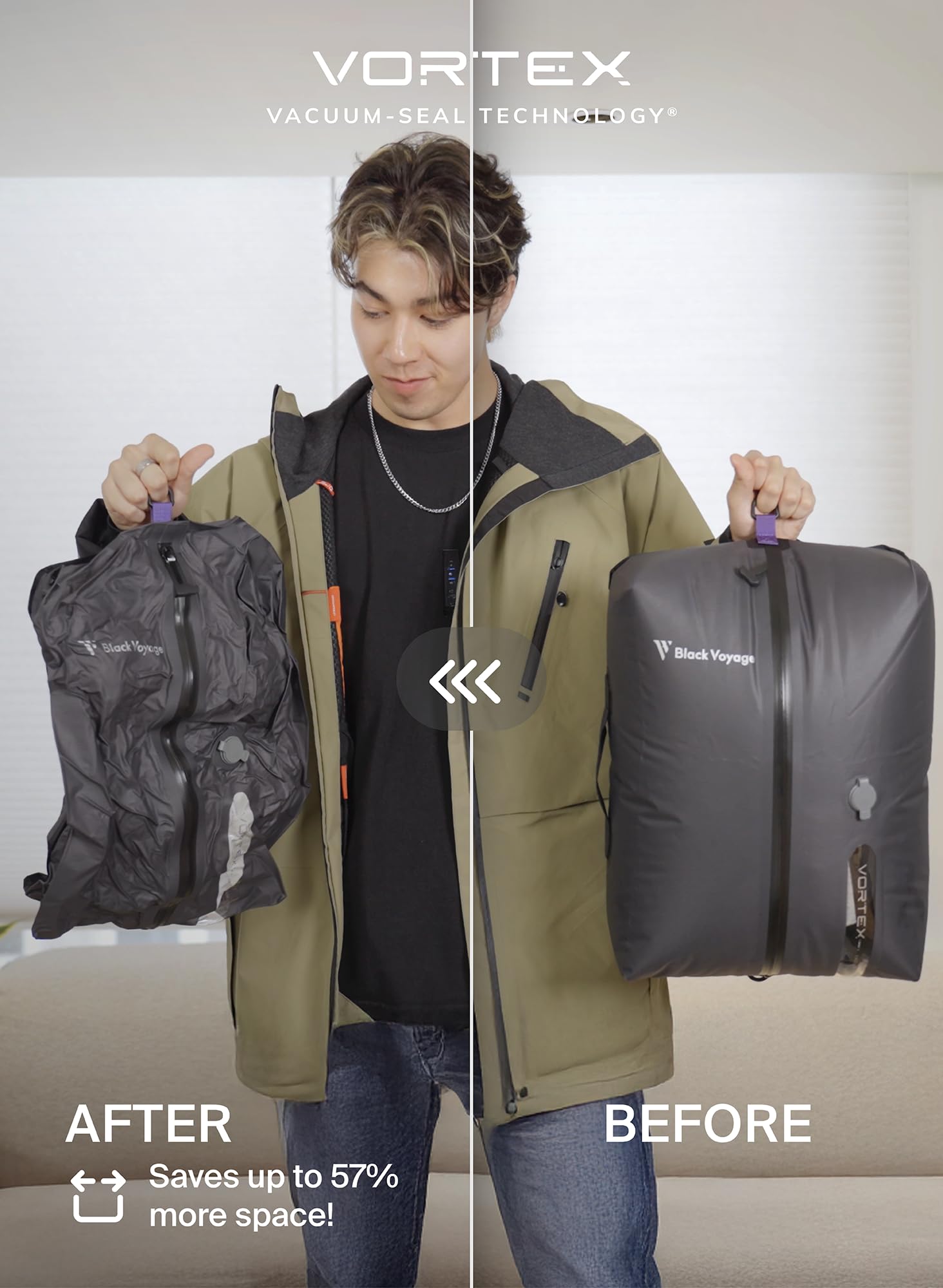 BlackVoyage IP67 waterproof vacuum bags protect contents during travel