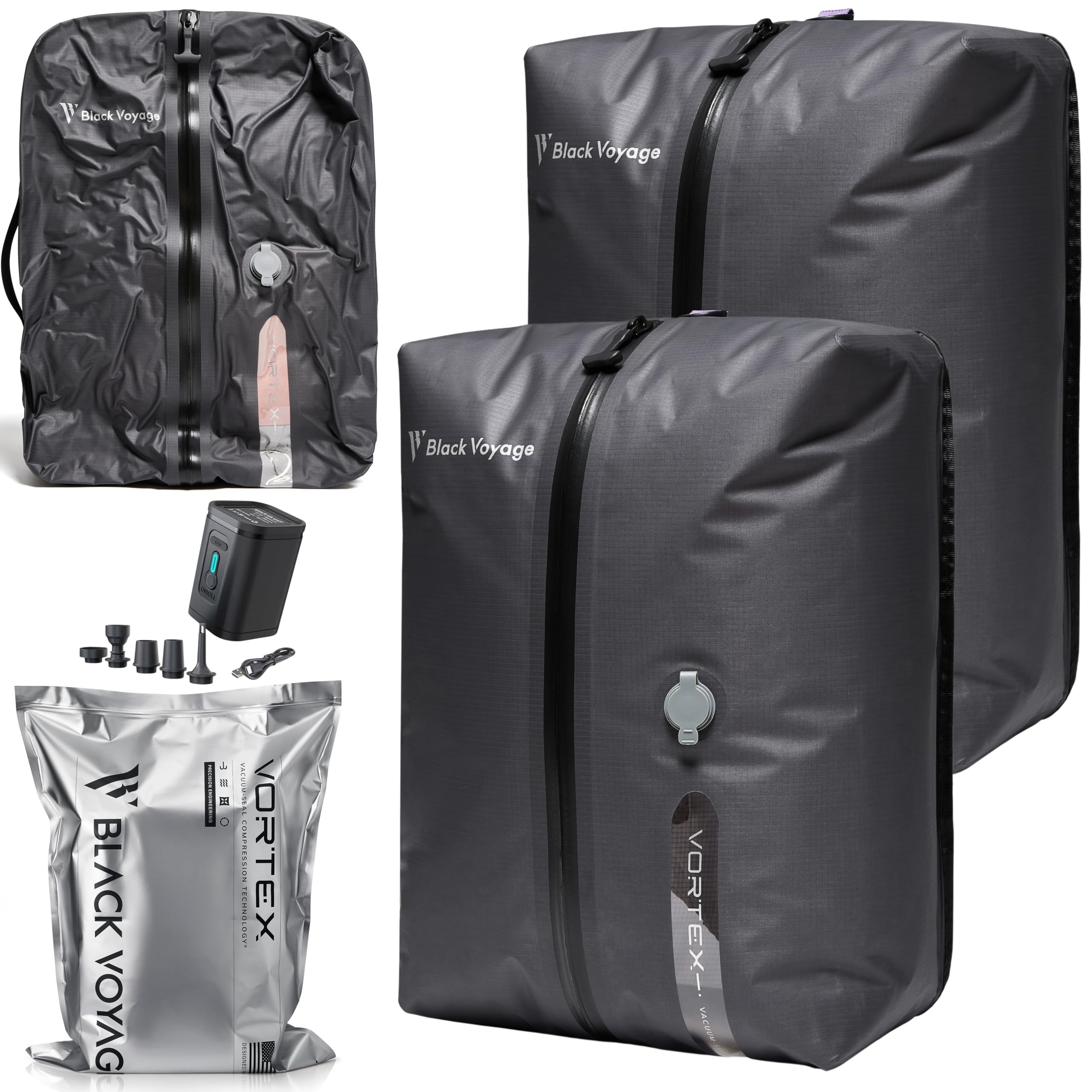 BlackVoyage reusable vacuum bag 18L with pump included for easy packing