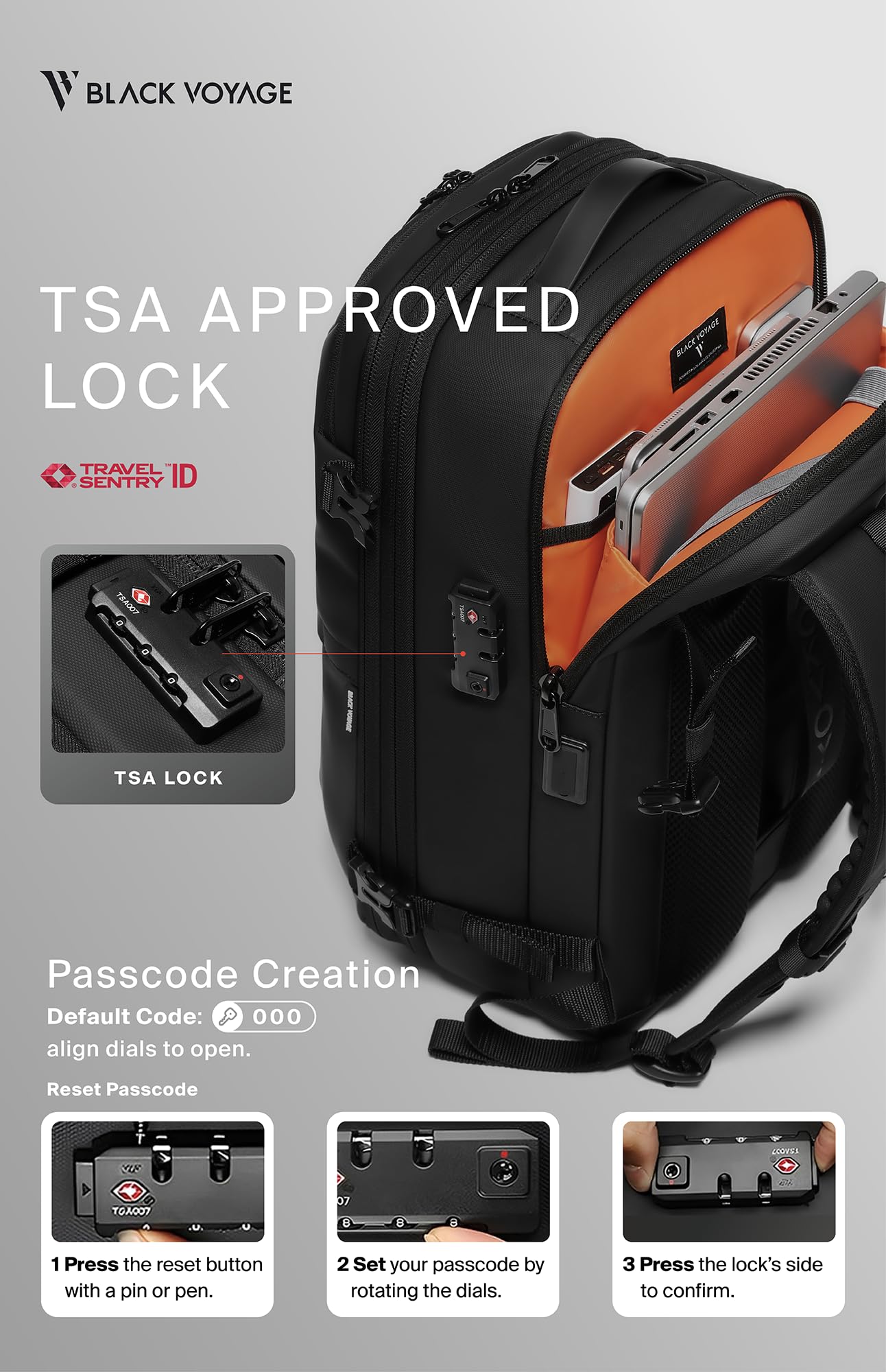 BlackVoyage Vortex luggage attachment demonstrates travel-friendly design.