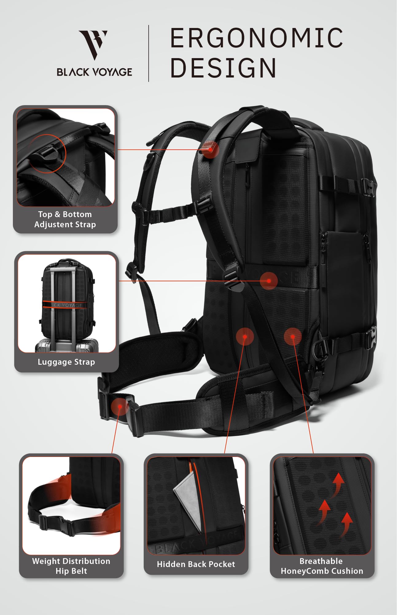 BlackVoyage Vortex nylon waterproof material protects contents in wet conditions.