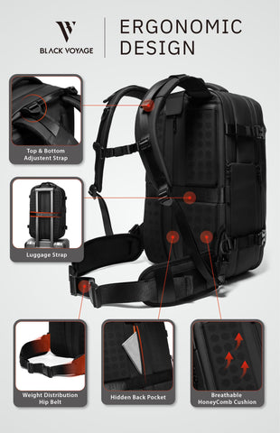 BlackVoyage Vortex nylon waterproof material protects contents in wet conditions.