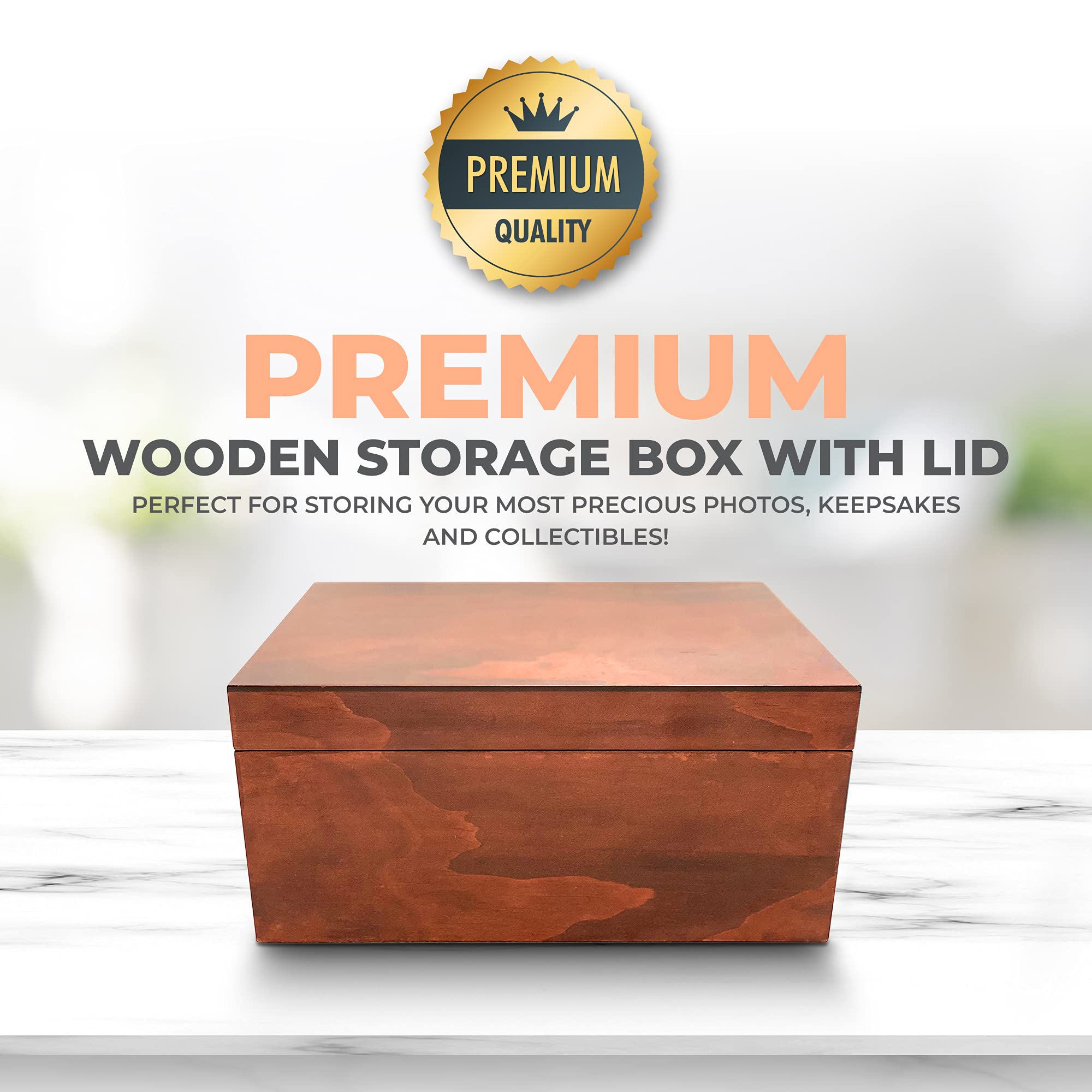 Blake & Lake dark oak box on a desk enhances workspace organization.