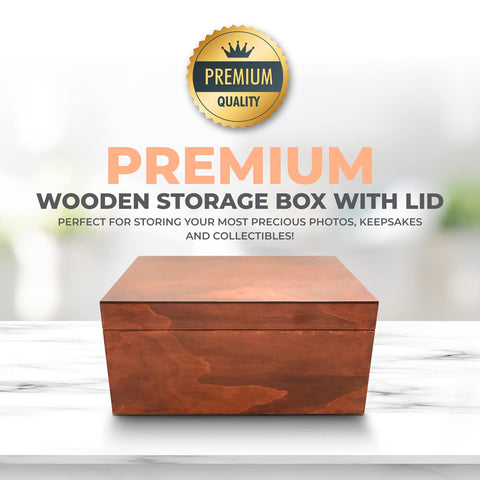 Blake & Lake dark oak box on a desk enhances workspace organization.