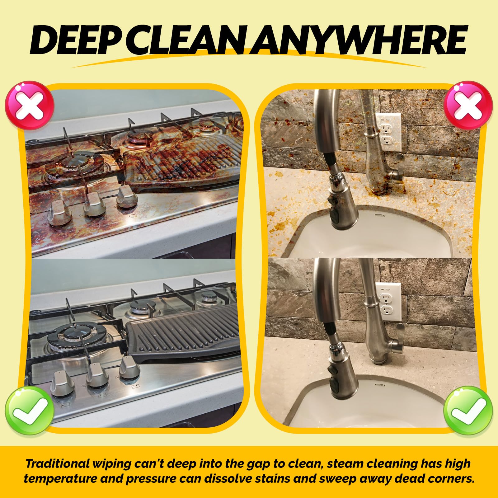 Blanight steam cleaner attachments enabling reach into corners and grout for thorough sanitizing