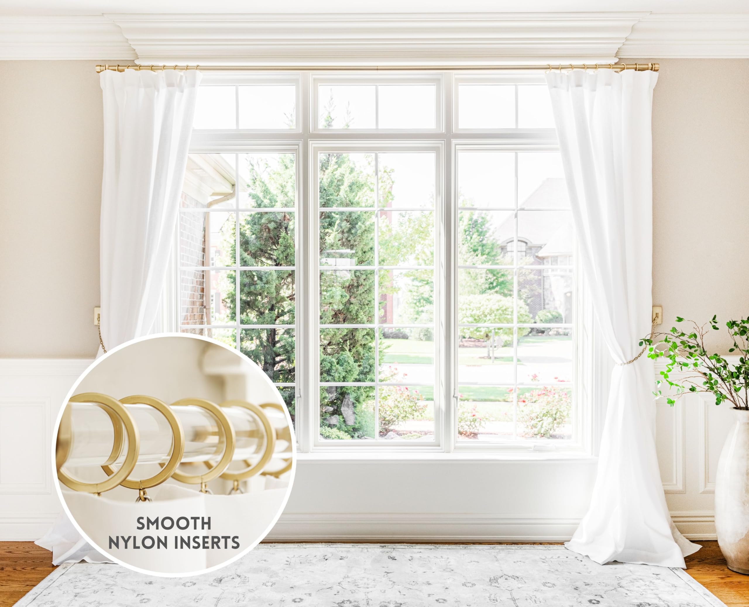 BlastHome curtain rings show removable nylon inserts for smooth operation.