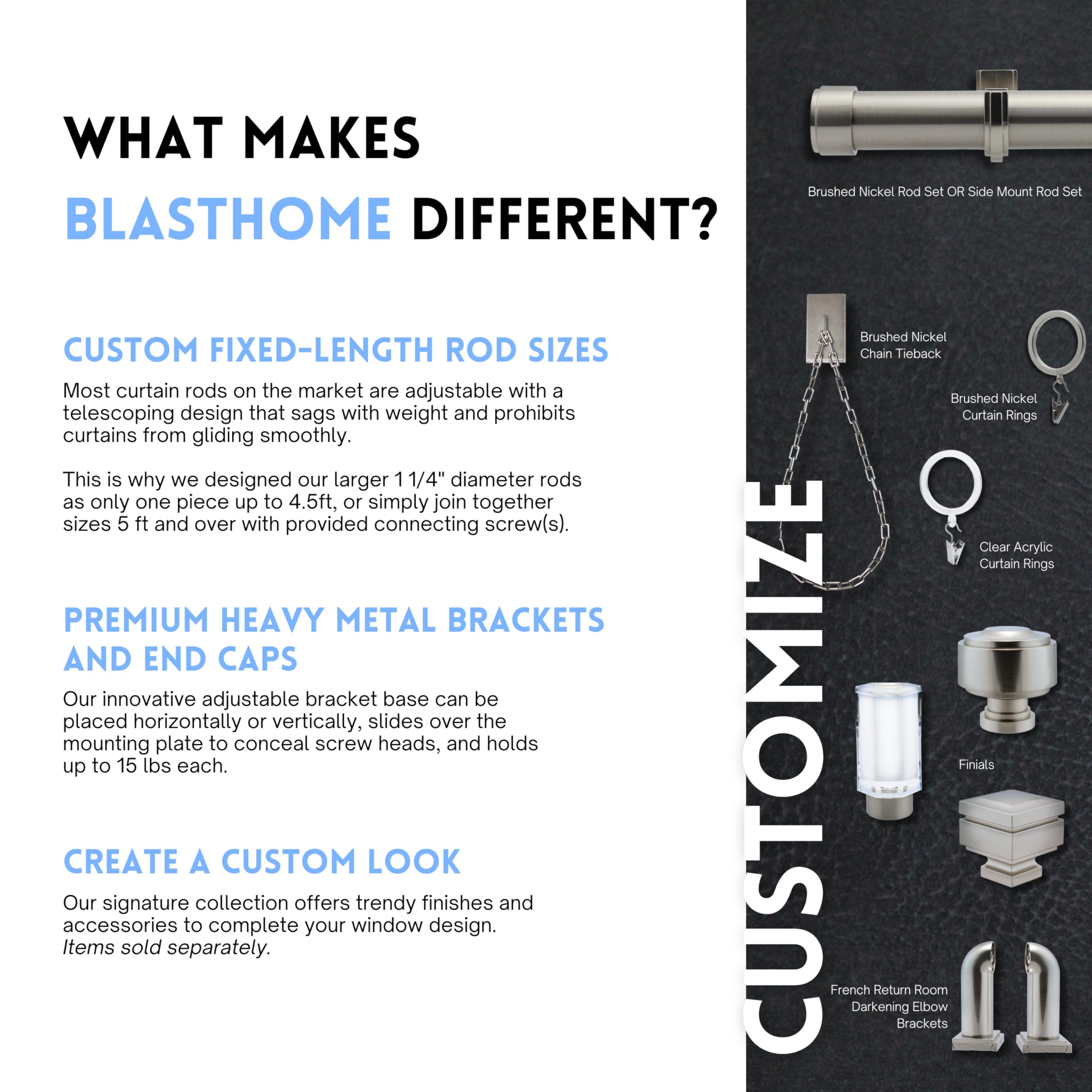 BLASTHOME rings with 1-1/2 inch inside diameter for standard rods