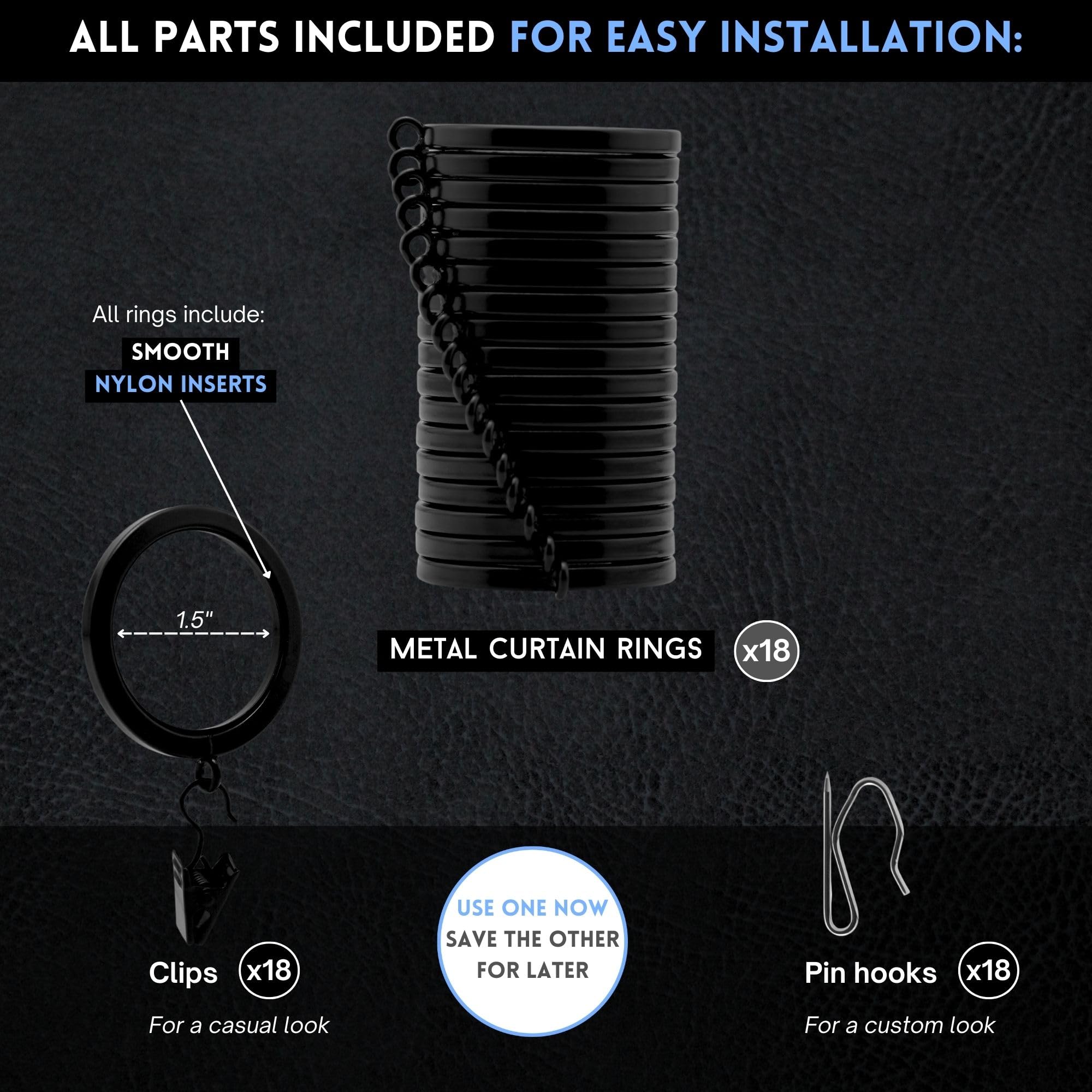 BLASTHOME curtain rings with removable clips for versatile hanging styles