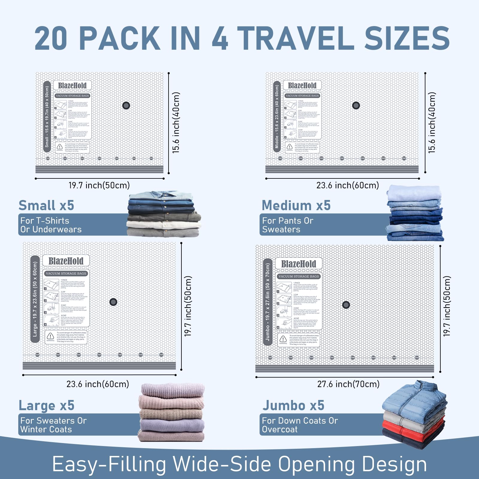 BlazeHold 80um nylon-PE material offers durable bag longevity