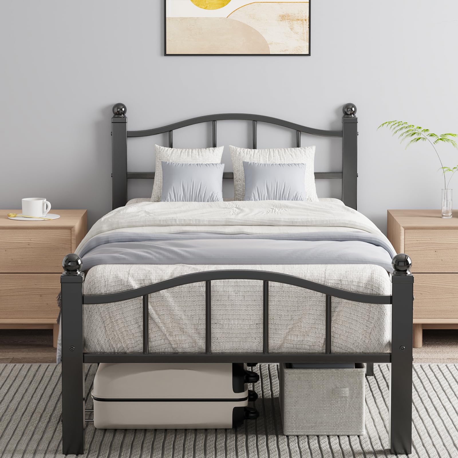 Blbeed metal twin bed frame with quiet design for disturbance-free nights