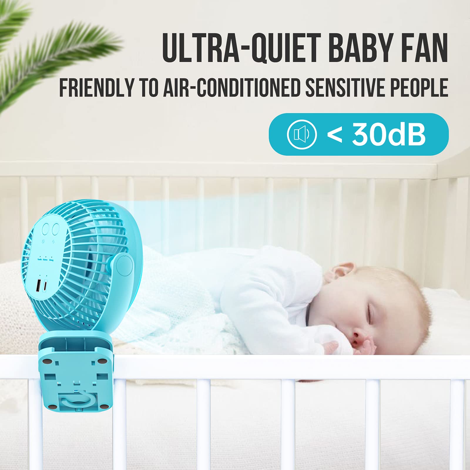 BLBS bendable legs allow clipping, standing, or hanging the fan.