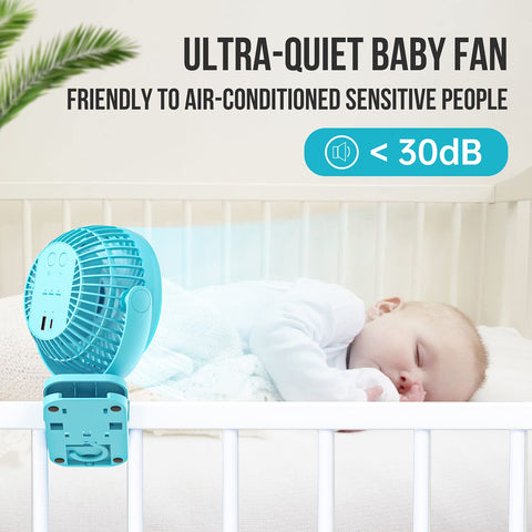 BLBS bendable legs allow clipping, standing, or hanging the fan.
