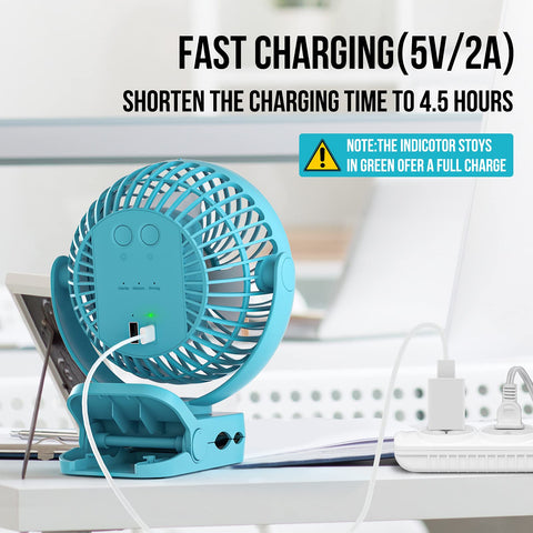 BLBS fan features LED light and USB port for night use.
