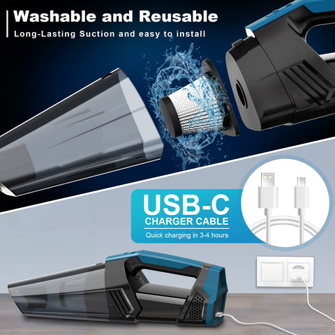 Blestan handheld vacuum compact design fits in the glove box for quick cleanup