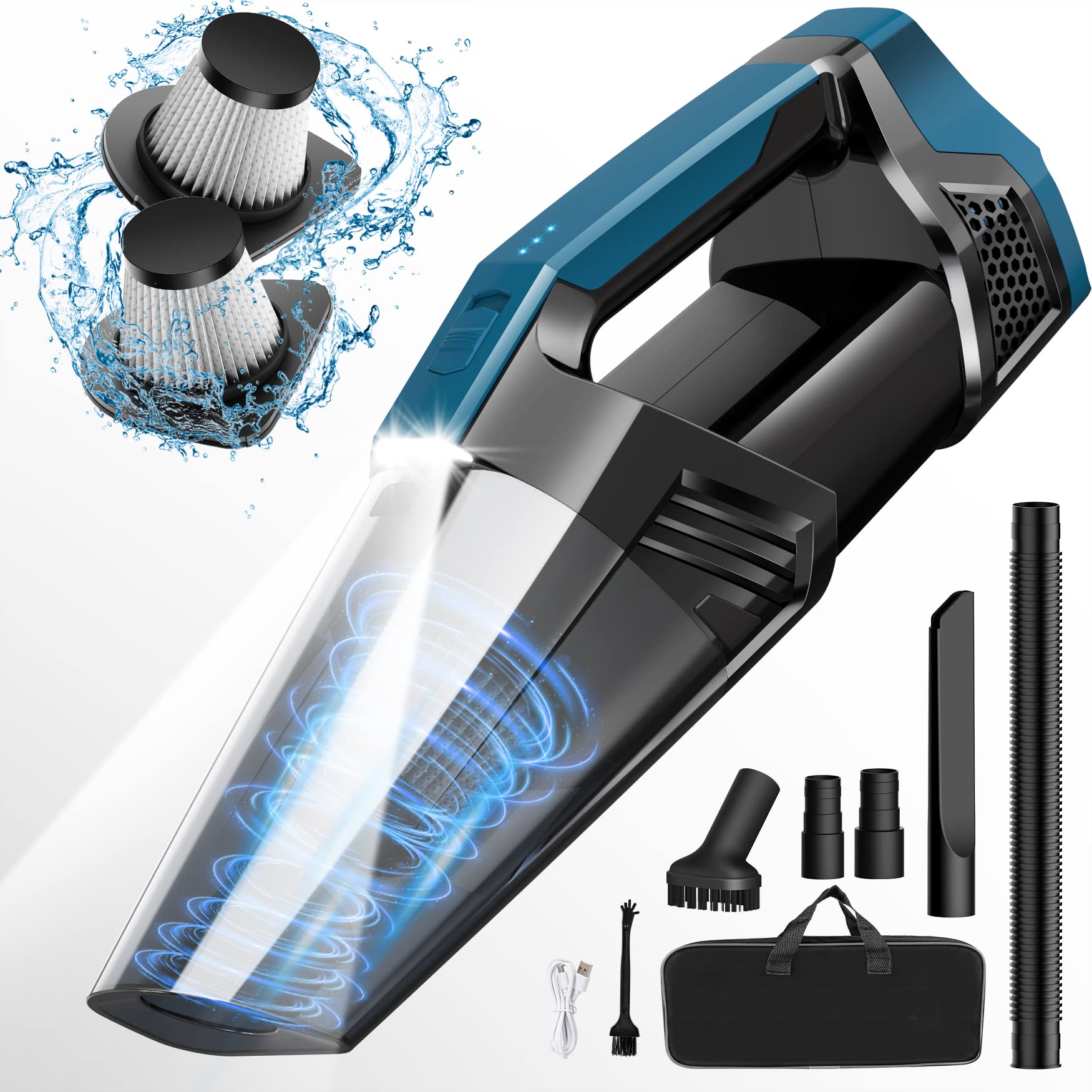 Blestan cordless car vacuum with LED light illuminates tight corners for precise cleaning