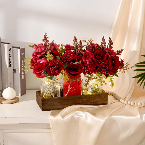 BLEUM CADE artificial dahlias brighten the jars for any setting