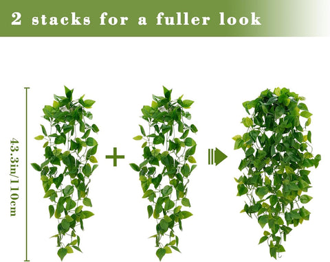 BLEUM CADE eight-piece pothos vines measure 43-3 inches for versatile setups.