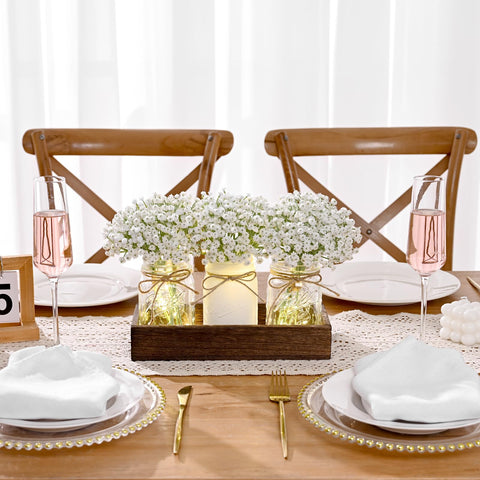 BLEUM CADE babys breath artificial flowers arranged in mason jars for home decor