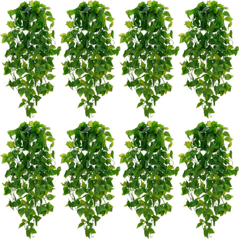 BLEUM CADE fake pothos vines for wall display provide year-round greenery.
