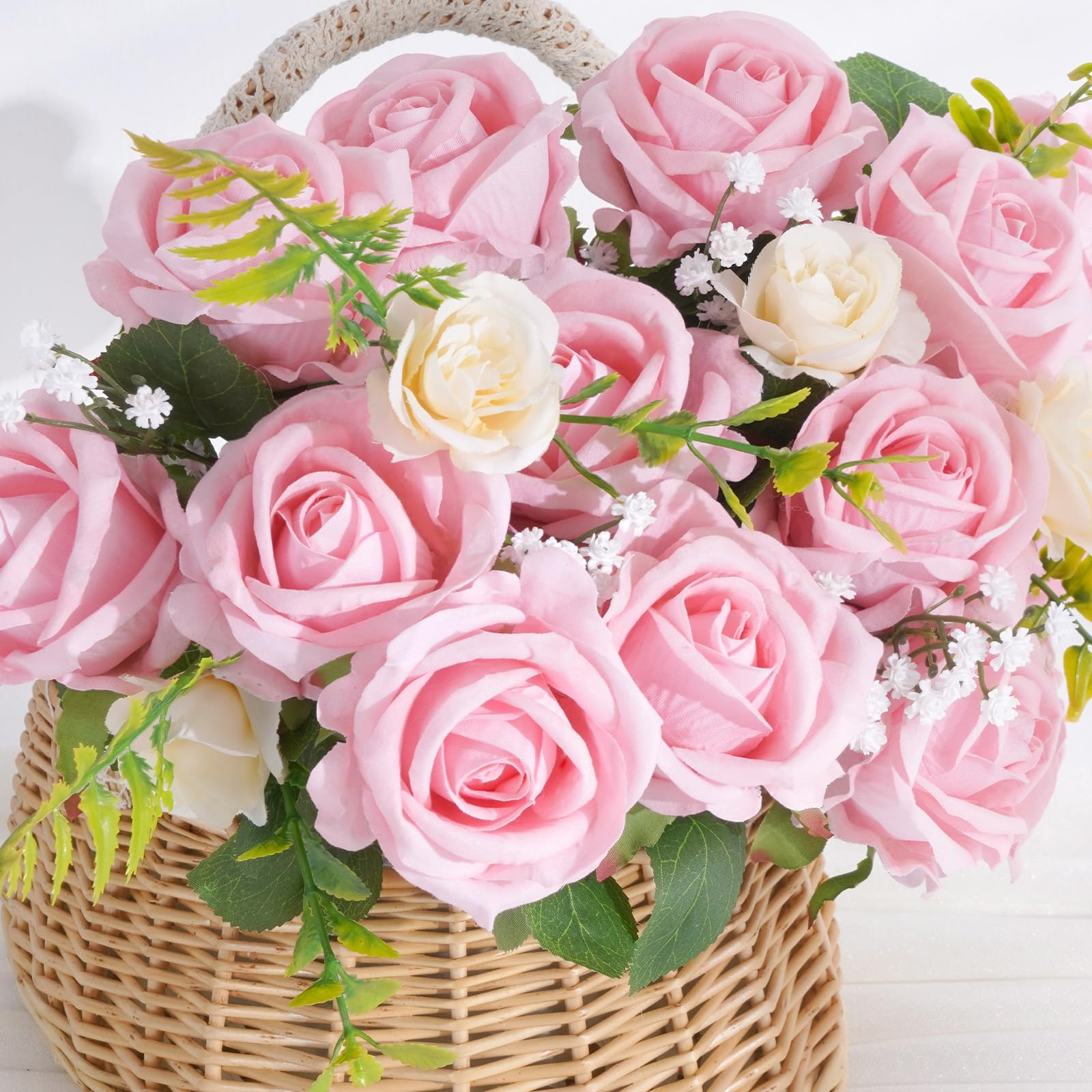 BLEUM CADE long-stem pink rose with bendable wire for DIY bouquets