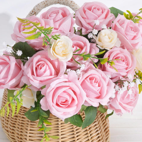BLEUM CADE long-stem pink rose with bendable wire for DIY bouquets