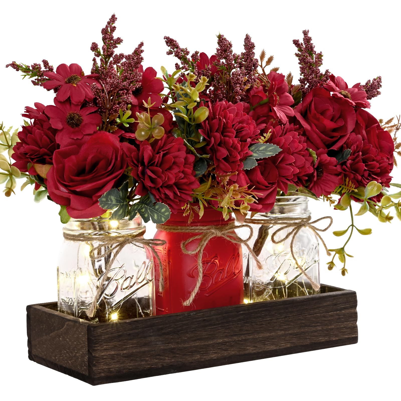 BLEUM CADE mason jar lights centerpiece with warm glow for tables