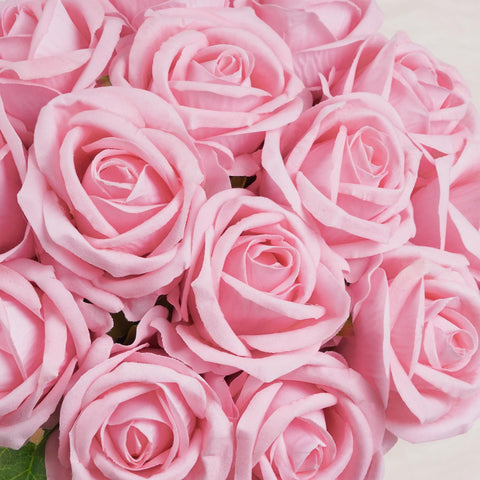 BLEUM CADE pink roses in vase for wedding centerpieces