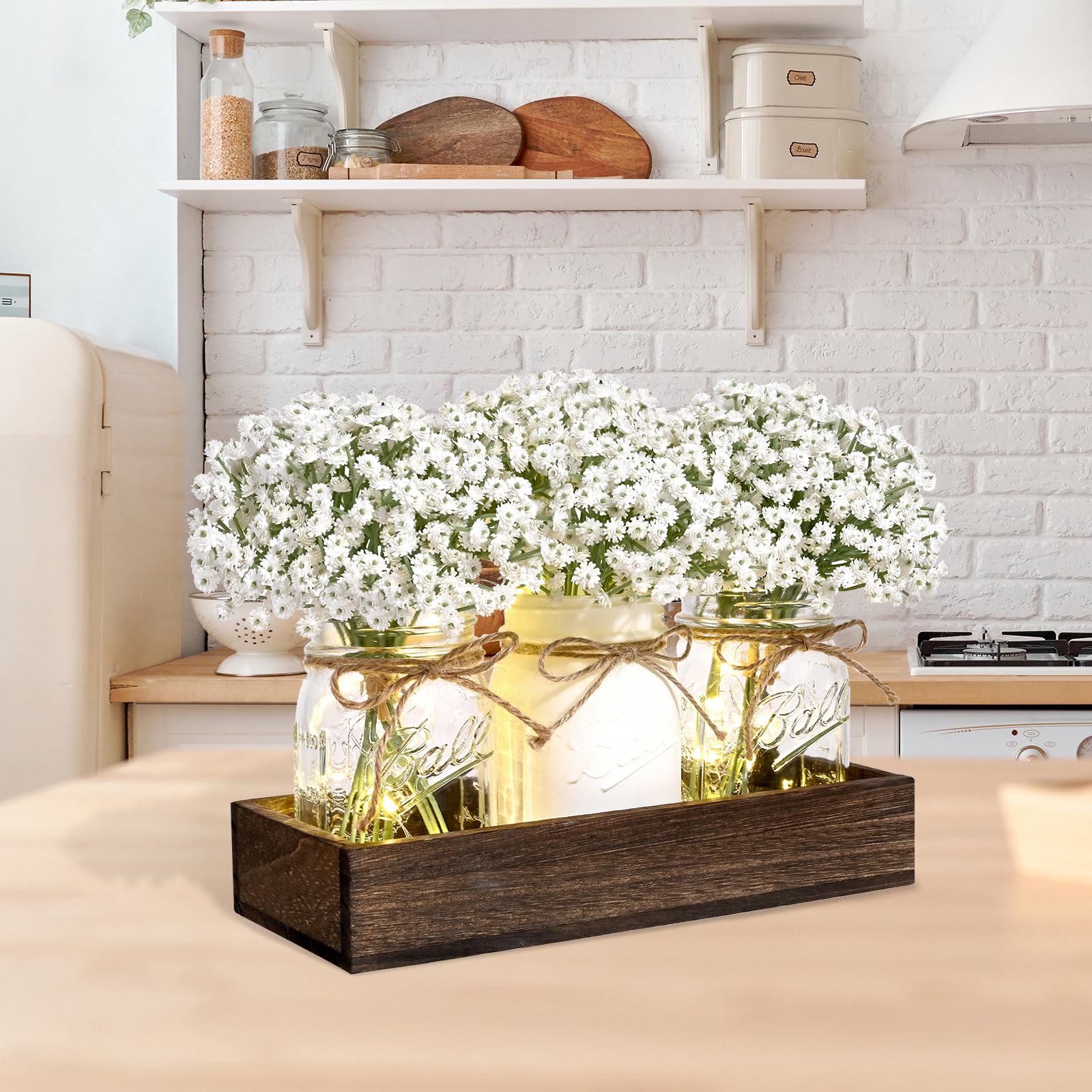 BLEUM CADE three mason jars display adds vintage charm to tables
