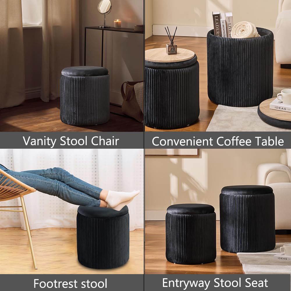 BLEXA ottoman lid flip-top doubles as a waterproof tray for beverages.