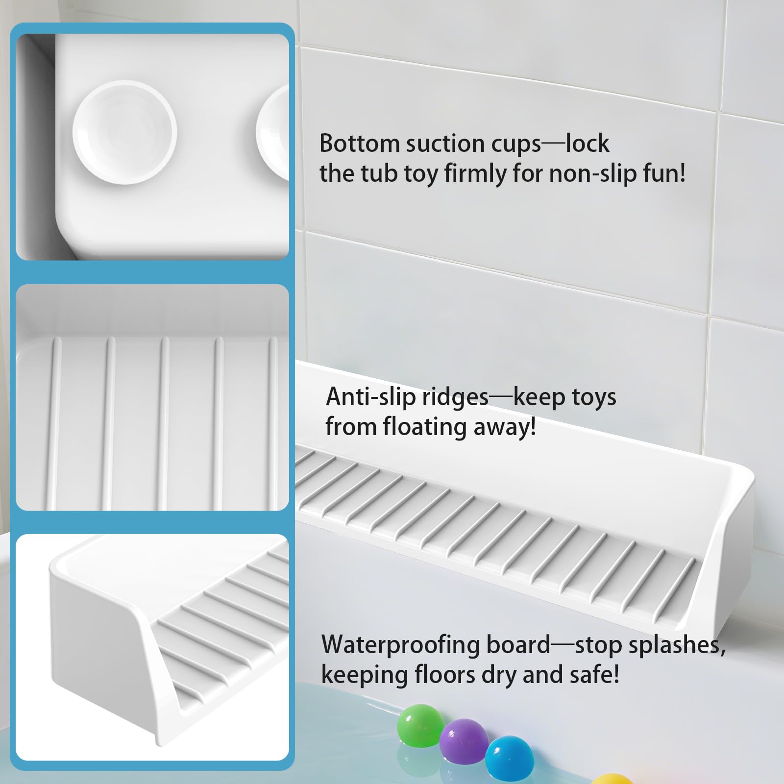 Blgiont Splash Guard non-slip ridges hold toys in place