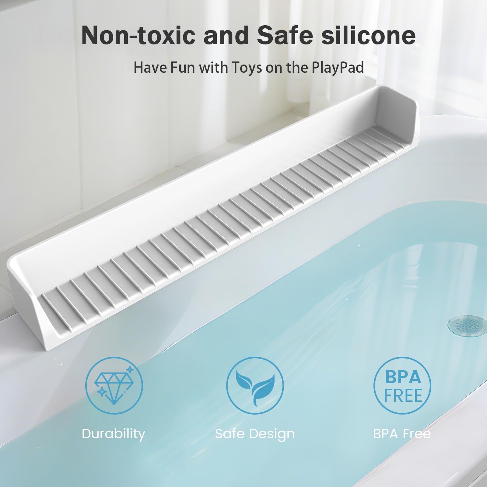 Blgiont Splash Guard with strong suction cups attached to tub