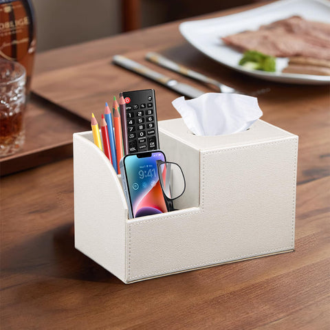 BLIENCE PU leather tissue box cover with embossed pattern enhances decor