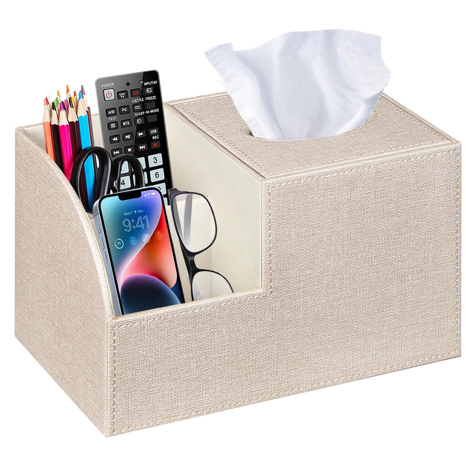 BLIENCE PU leather tissue box cover front view showing stylish organization