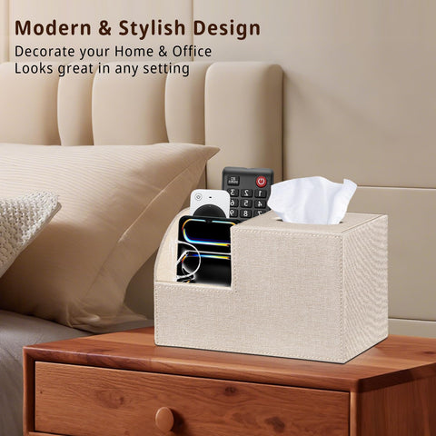 BLIENCE tissue box cover with remote holder keeps remotes orderly