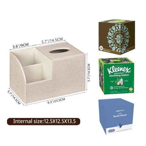 BLIENCE tissue box cover with built-in storage compartments