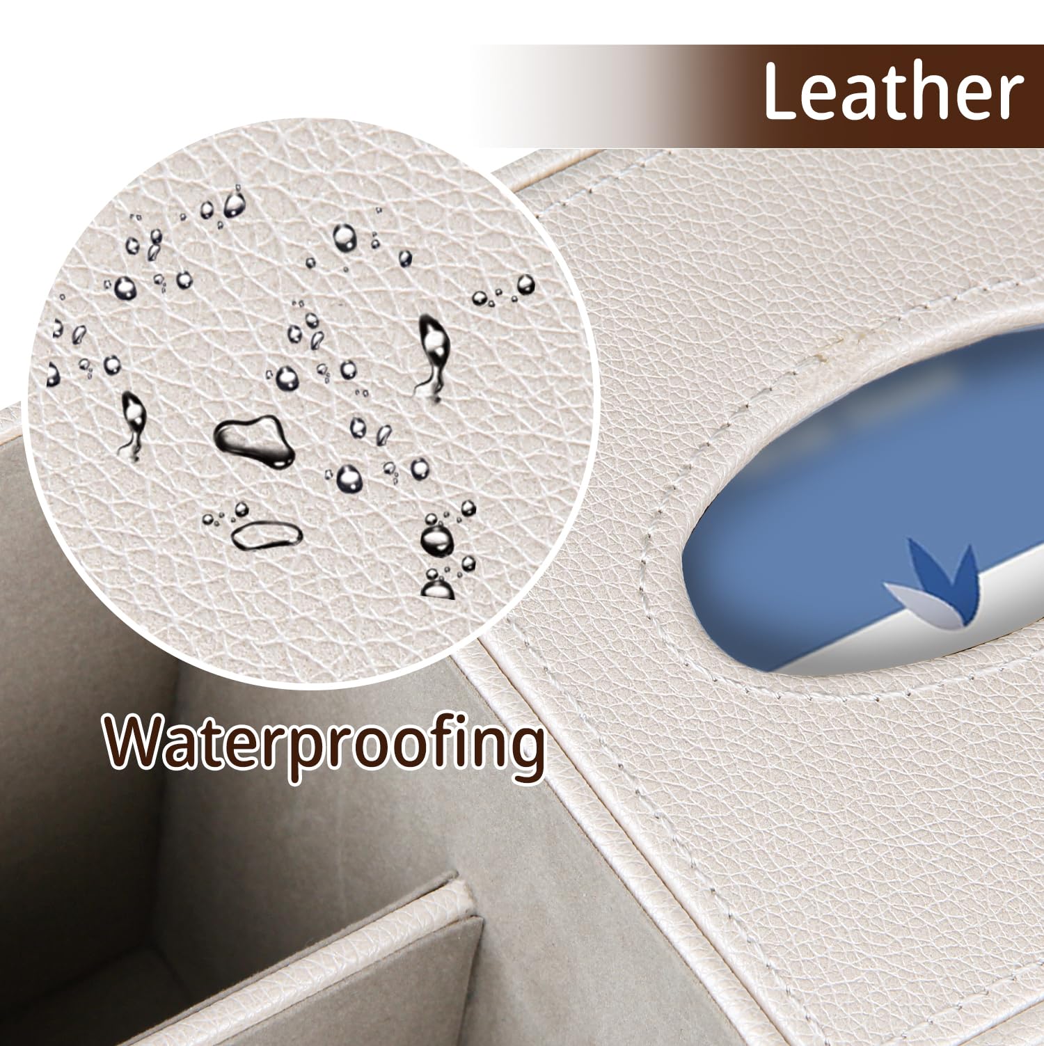 BLIENCE PU leather tissue box cover refills quickly for tidy rooms