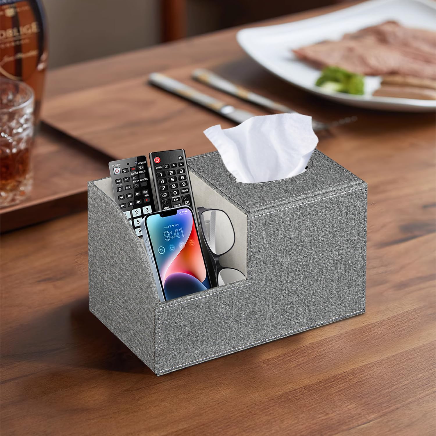 BLIENCE square tissue box cover blends with decor for a neat living space.