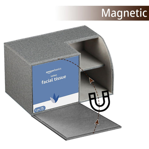 BLIENCE square tissue box cover with two large compartments for remotes and phones.