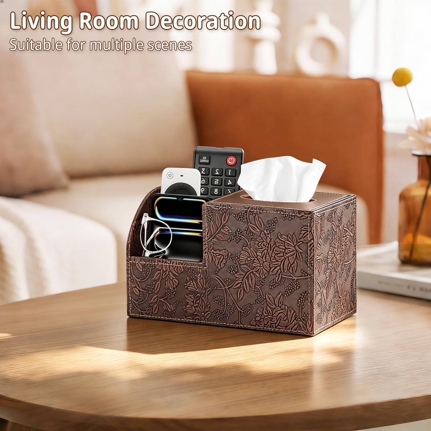 BLIENCE decorative tissue box cover blends with bedroom or living room decor.