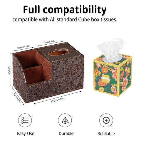 BLIENCE PU leather tissue box cover adds stylish storage to any room.
