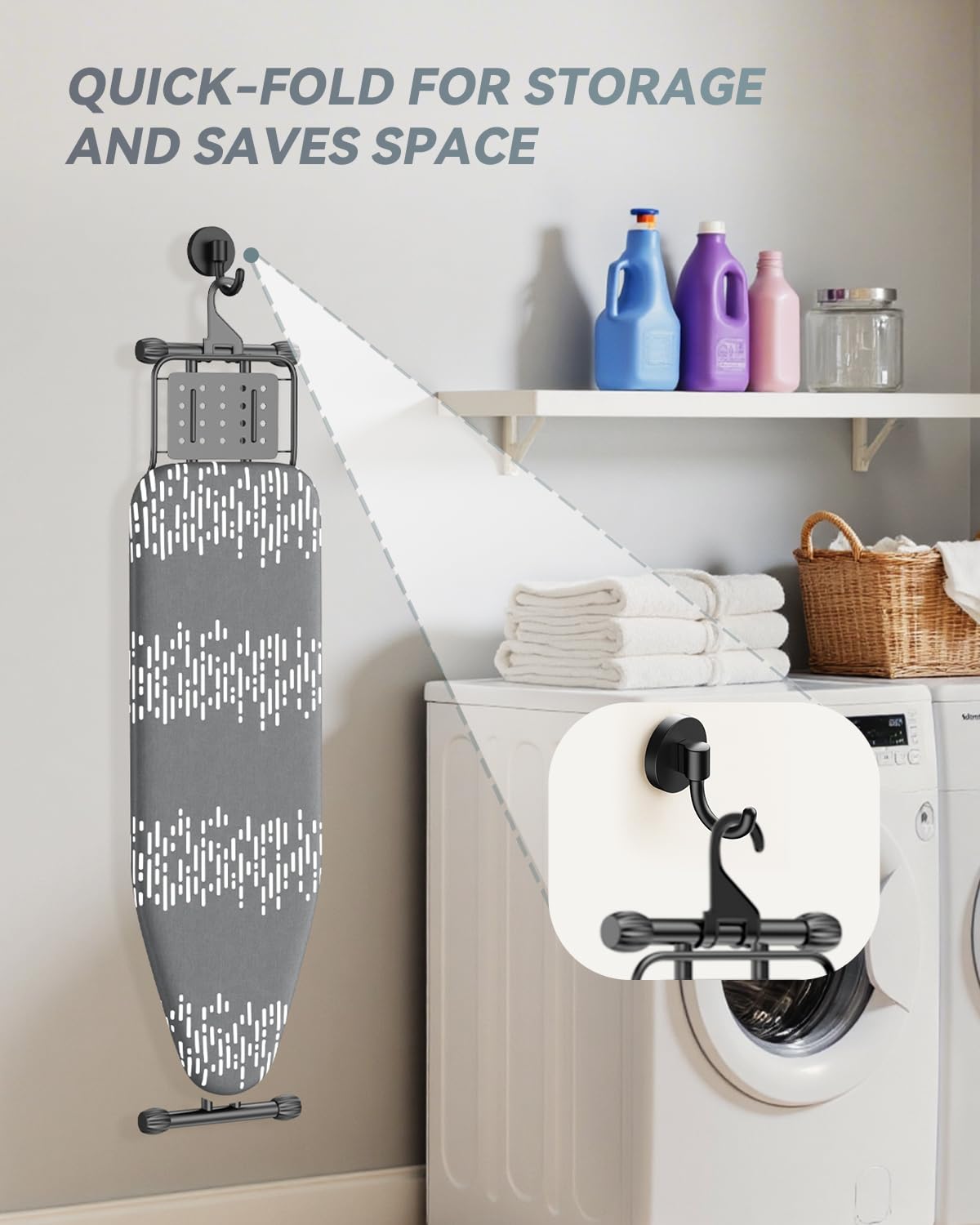 BLINGMIND Foldable ironing board compact for small spaces and quick storage