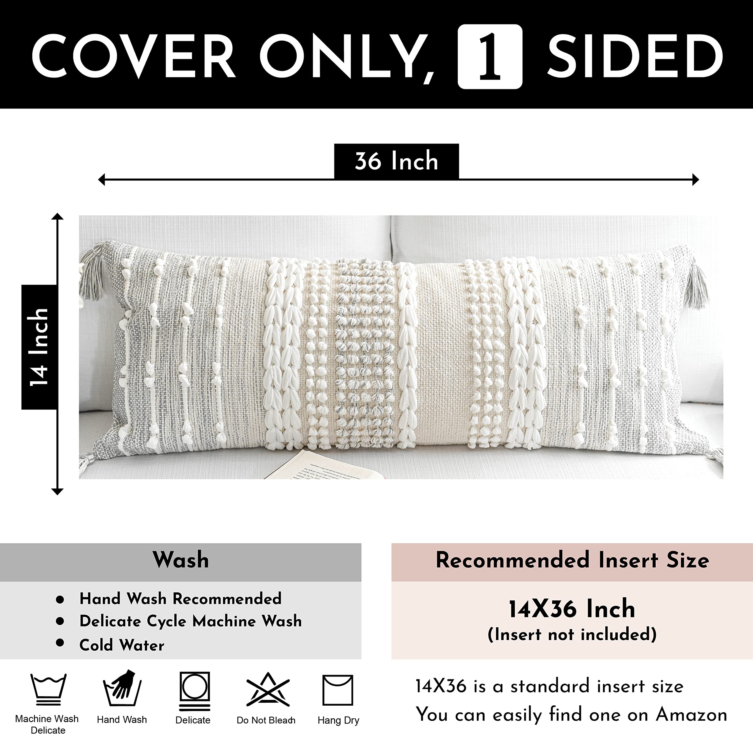 BlissBlush boho lumbar pillow cover with colorful texture enhances accent chairs and sofas