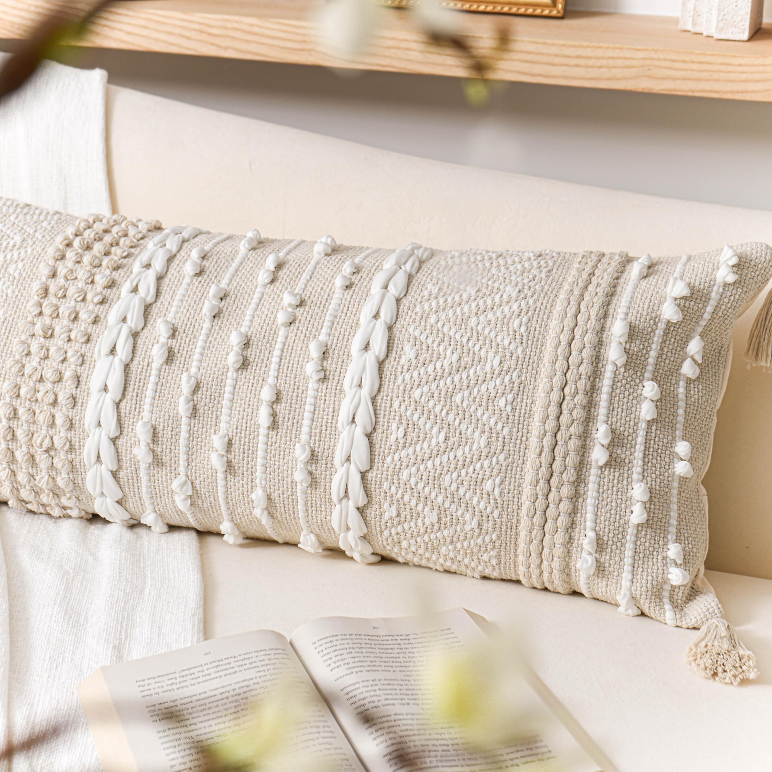 BlissBlush couch and sofa decor blends with throws and wood accents.