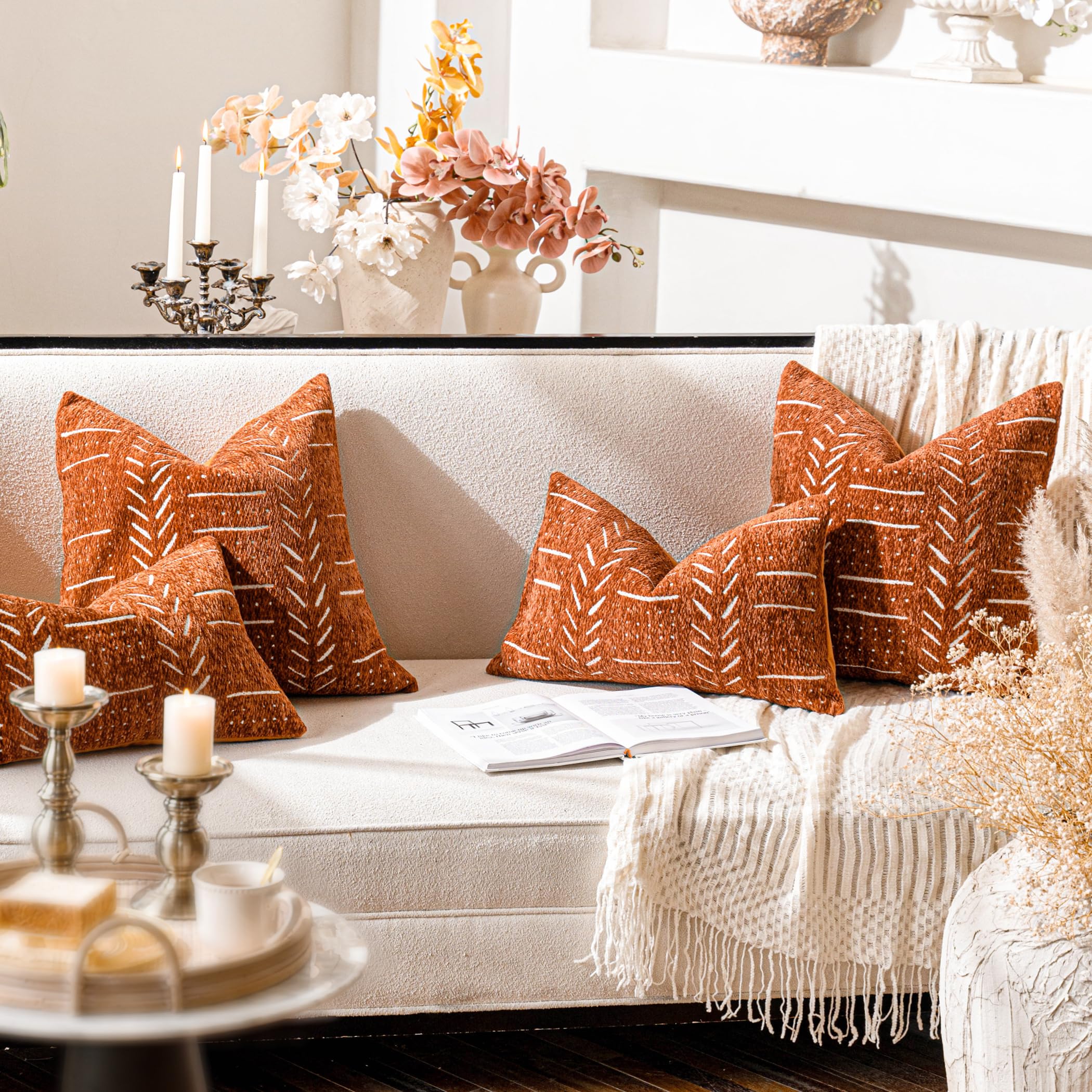 BlissBlush chenille fabric close-up showcases soft, plush feel and warmth