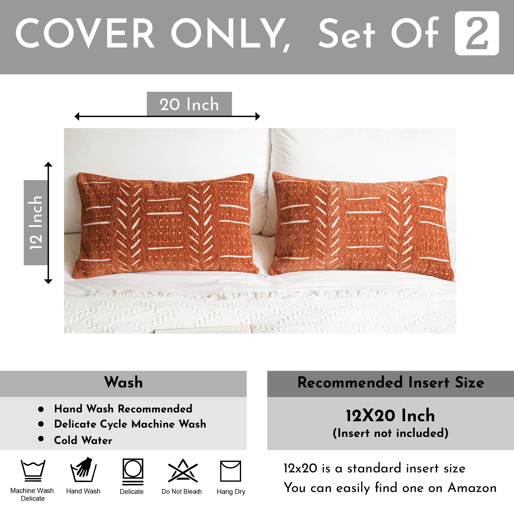 BlissBlush lumbar cover 12x20 front pattern close-up highlights vibrant boho texture