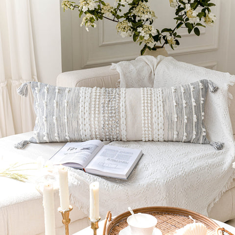 BlissBlush modern farmhouse lumbar pillow cover adds warmth and character to bedrooms