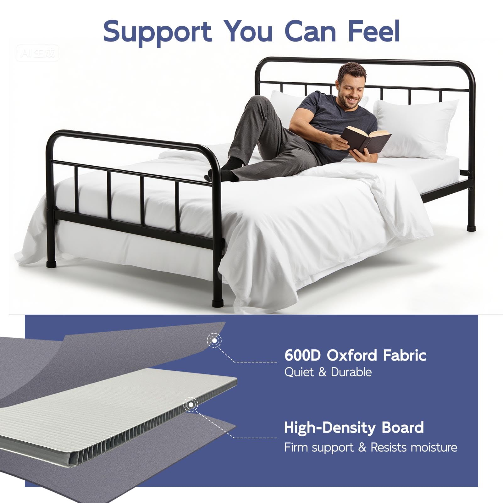 BlissBoard bunkie board anti-slip grip dots support quieter nights and secure placement.